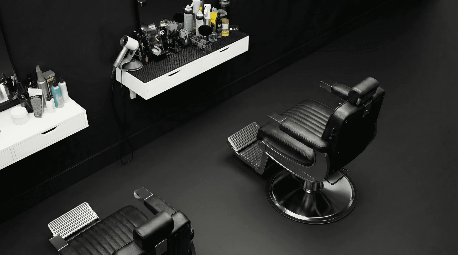 Barbershop interior with barber chair